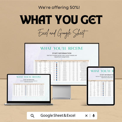 Administration Staff Contact Directory Template | Employee Contact List Spreadsheet | Excel & Google Sheets