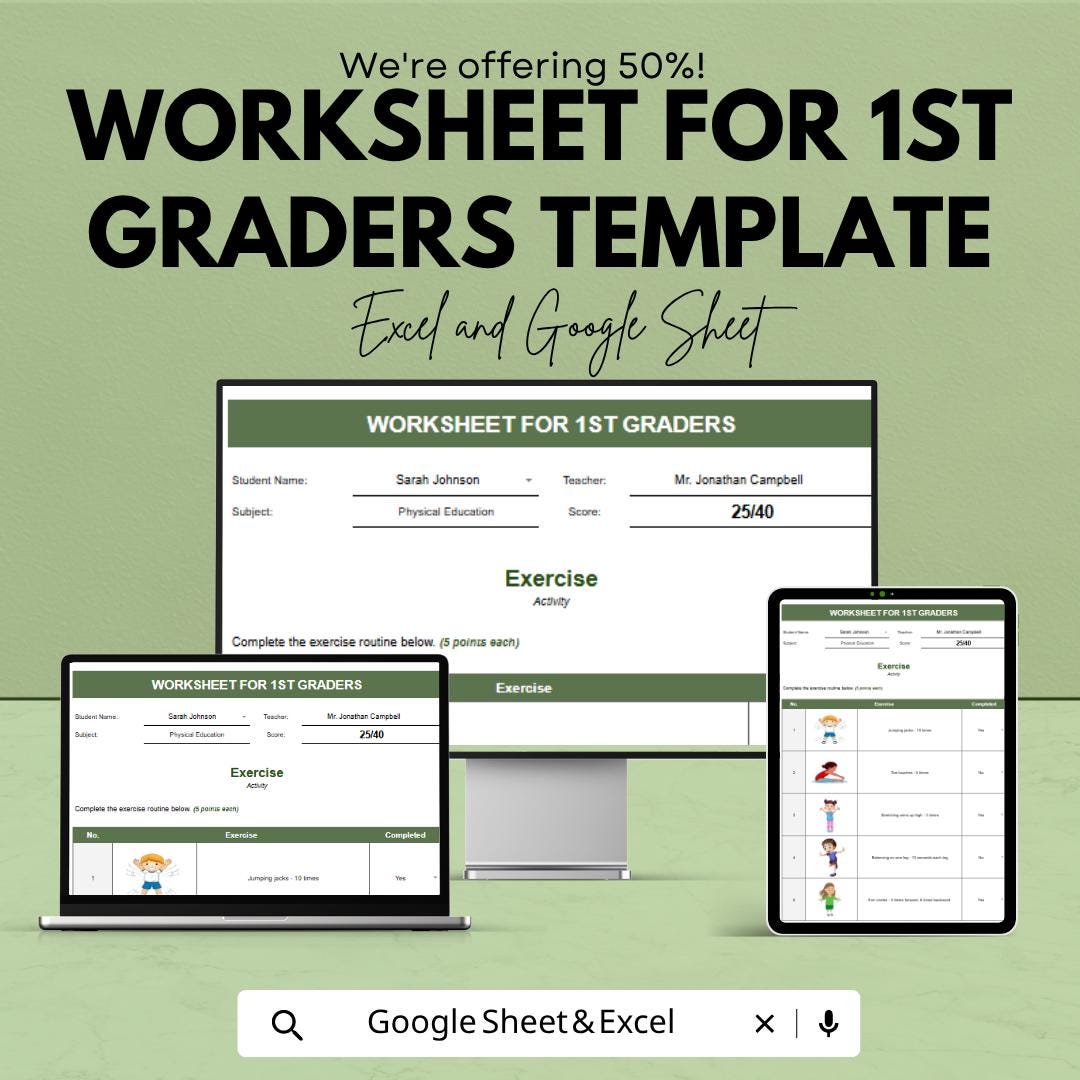 1st Grade Worksheet Template | First Grade Learning Worksheets | Kids Activity Sheets | Printable & Digital | Homeschool Teaching Resources