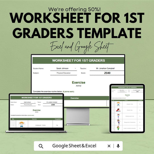 1st Grade Worksheet Template | First Grade Learning Worksheets | Kids Activity Sheets | Printable & Digital | Homeschool Teaching Resources