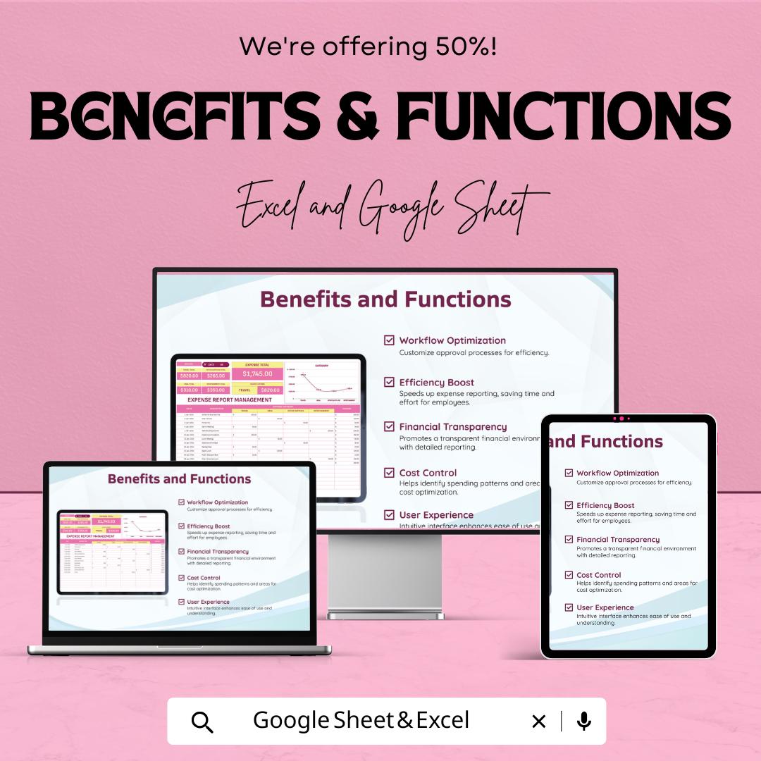 Expense Report Management Sheet - Automated Excel & Google Sheet Template for Accurate Expense Tracking