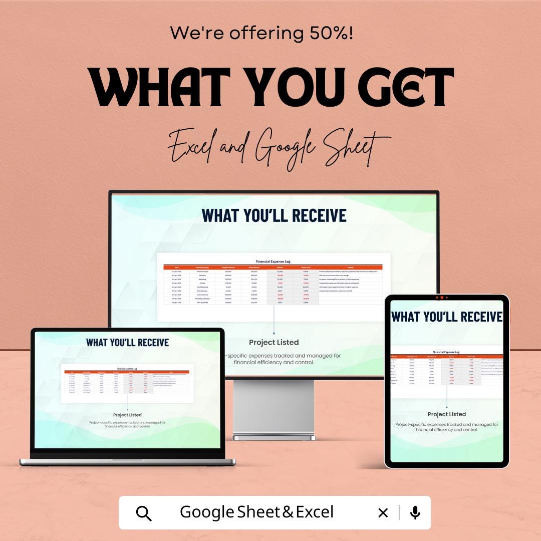 Financial Expense Analysis and Control Template | Expense Tracking Spreadsheet | Cost Control Dashboard