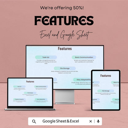 Simple Work from Home Sheet - Excel & Google Sheets Template | Work Tracker for Remote Jobs | Customizable Task Manager