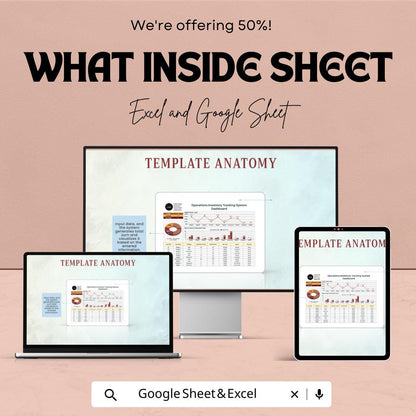 Operations Inventory Tracking System Template | Stock Management Dashboard | Inventory Control Tracker | Business Spreadsheet