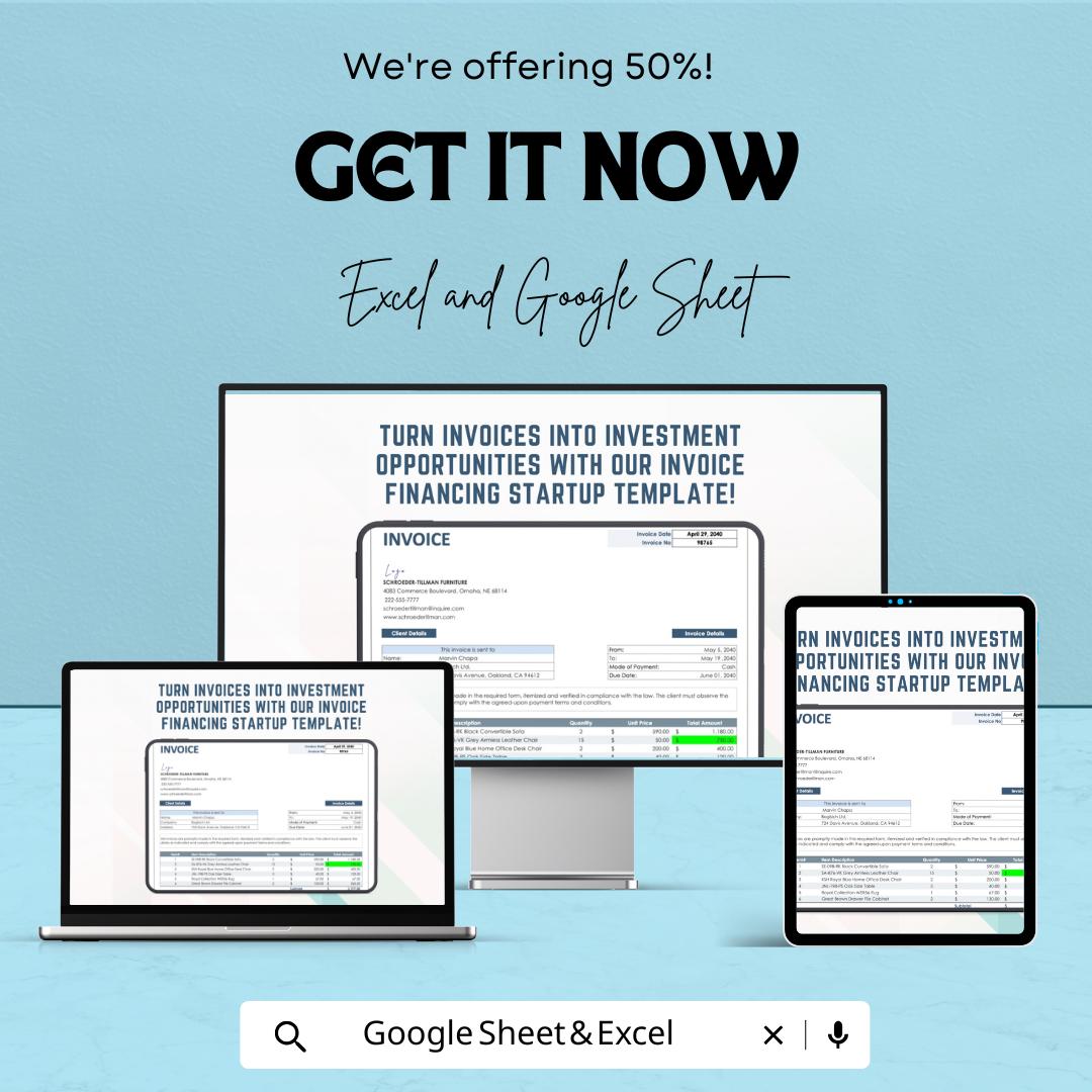 Invoice Financing Template - Excel & Google Sheets - Streamlined Invoice Financing for Startups