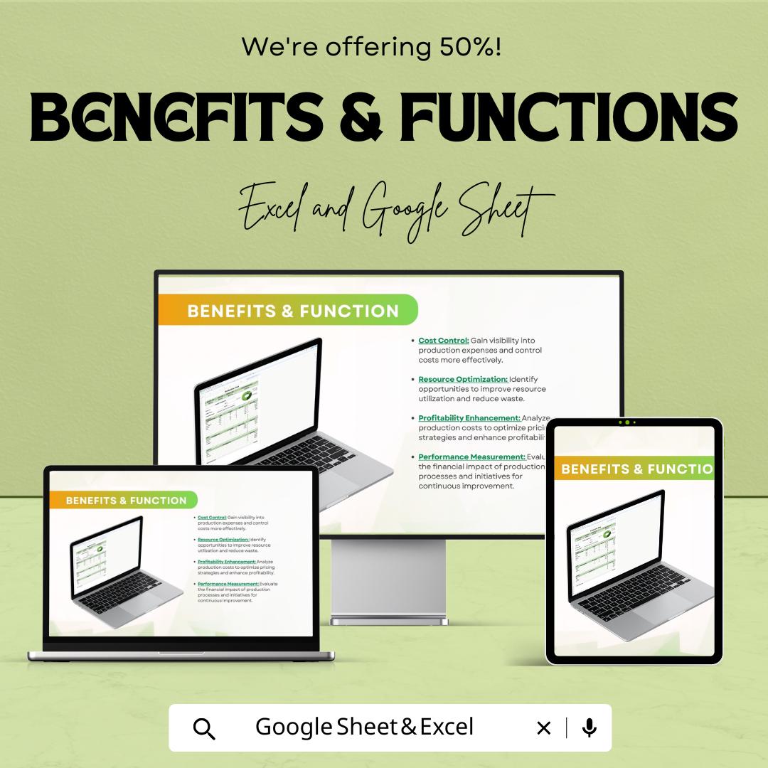 Production Cost Template | Manufacturing Cost Calculator | Costing Spreadsheet | Unit Cost Calculator | Cost Analysis Sheet