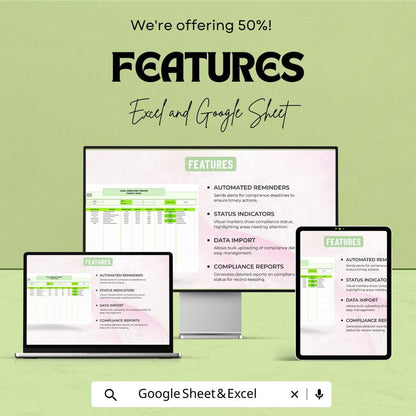Health & Safety Legal Compliance Tracker Template | Excel and Google Sheets | HSE Compliance Tracker | Safety Regulation Log