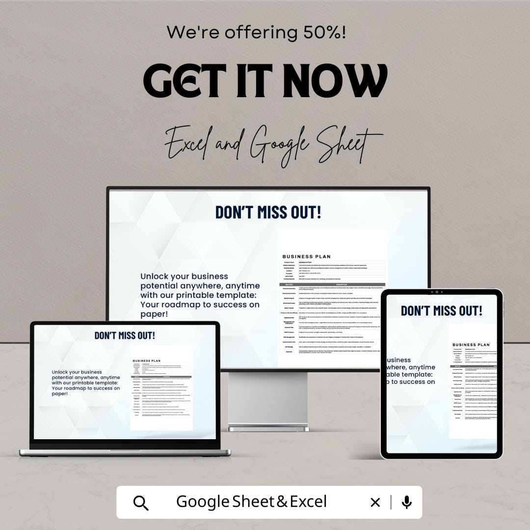 Printable Business Plan Template | Small Business Startup Planner | Editable Business Proposal | Entrepreneur Planning Sheet