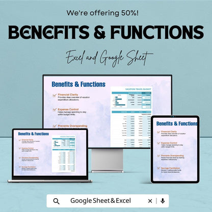 Vacation Travel Budget Template | Excel & Google Sheets Vacation Planner | Travel Expense Tracker | Holiday Budget Spreadsheet