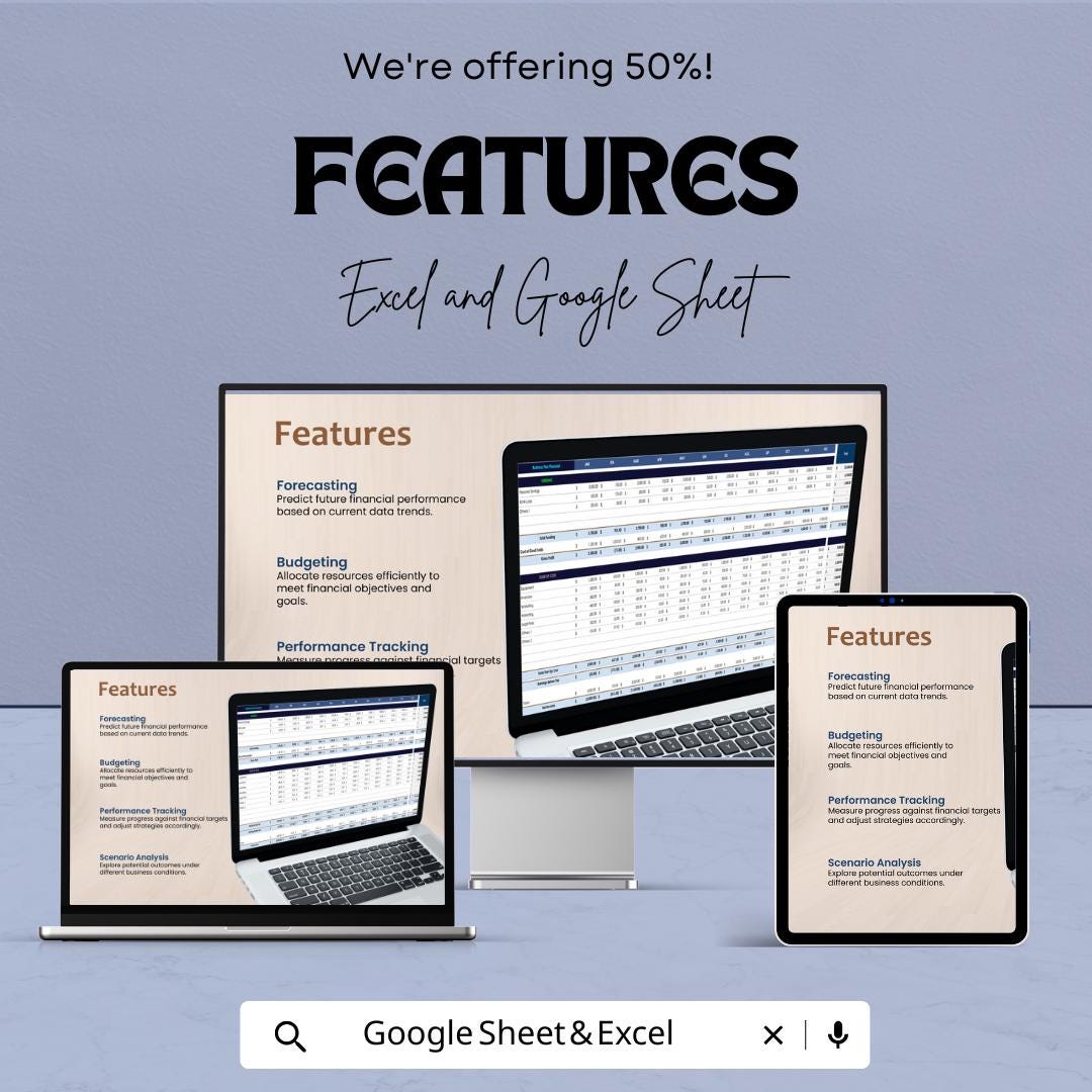 Business Plan Financial Template | Budget Planner | Financial Forecast Spreadsheet | Small Business Finance Planner