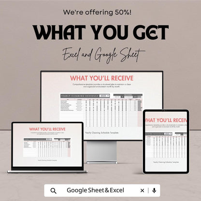 Yearly Cleaning Schedule Template  | Home Cleaning Planner | Annual Cleaning Tracker | Cleaning Routine Template