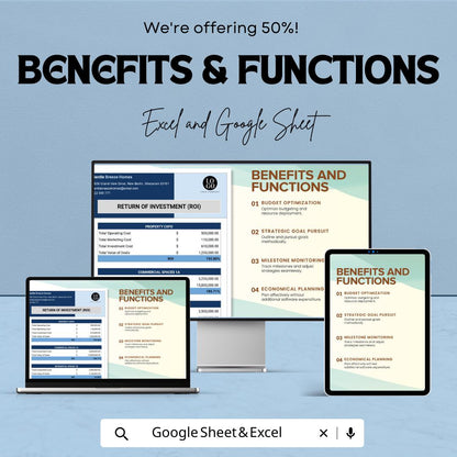 Property Investment ROI Template, Real Estate ROI Calculator, Excel & Google Sheets Investment Tracker, Rental Property Analysis Spreadsheet