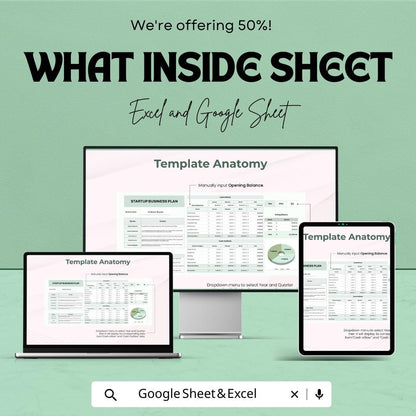 Startup Business Plan Sheet | Google Sheets | Financial Planning & Strategy Template for Entrepreneurs | Cash Flow and Expense Tracker