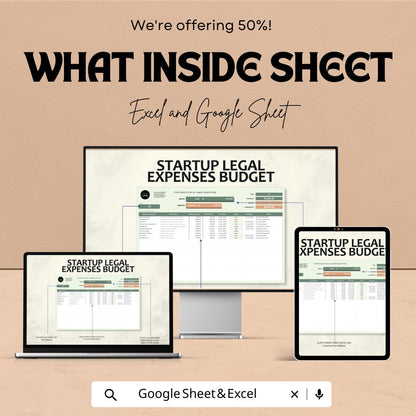 Startup Legal Expenses Budget Sheet | Excel & Google Sheets | Financial Management Template | Expense Tracker | Business Planning Tool