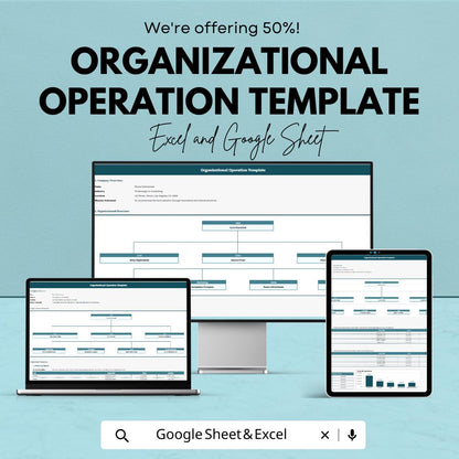 Organizational Operation Template | Business Operations Planner | Workflow and Structure System | Excel & Google Sheets