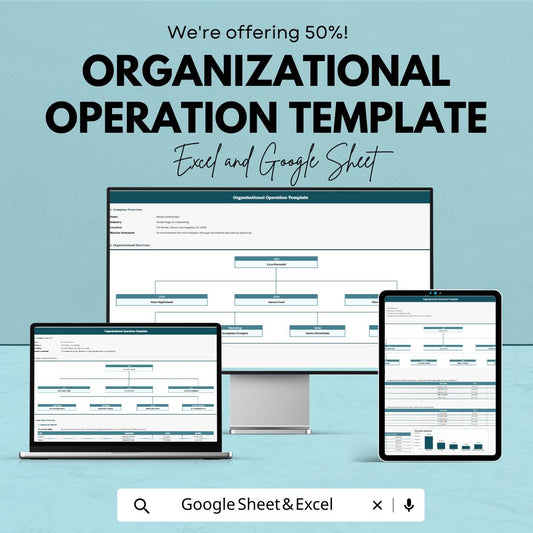 Organizational Operation Template | Business Operations Planner | Workflow and Structure System | Excel & Google Sheets