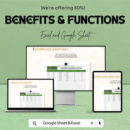Legal Contract Renewal Tracker, Contract Reminder Template, Law Office Renewal System, Excel & Google Sheets Contract Management Tool