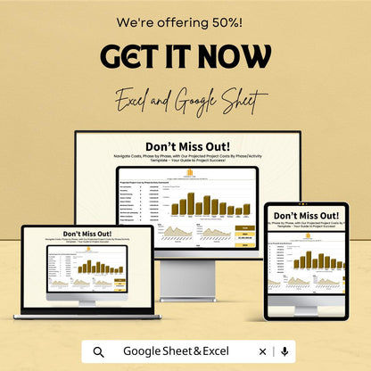 Projected Project Cost Tracker | Phase-Wise Budget Dashboard | Excel and Google Sheets | Construction & Project Expense Planner