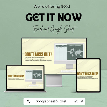 Competitor Location Map Template Excel, Market Analysis Map, Business Competitor Tracker, Google Sheets Dashboard, Market Share Map