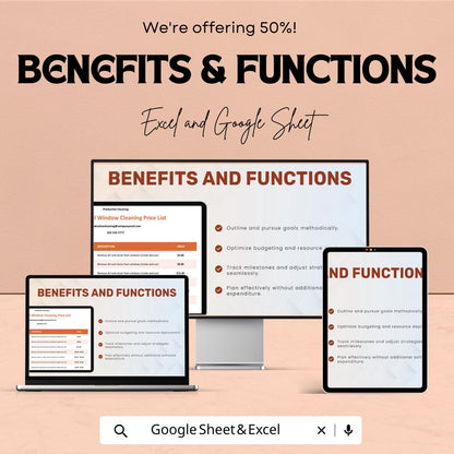 Commercial Window Cleaning Price List Sheet | Excel & Google Sheets Template | Pricing Guide for Cleaners