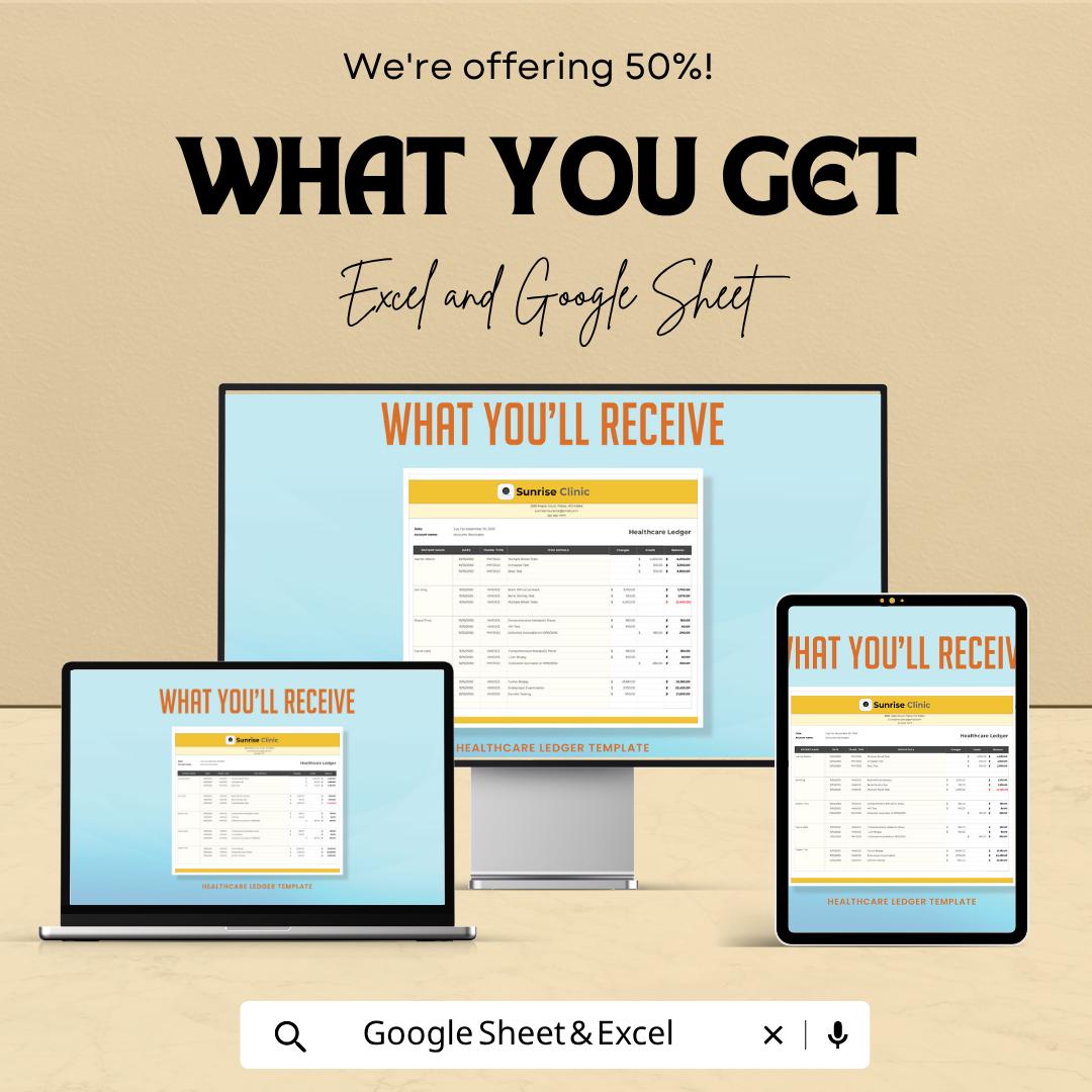 Healthcare Ledger Template | Medical Expense Tracker | Patient Billing Spreadsheet | Expense Log Book | Healthcare Accounting Sheet