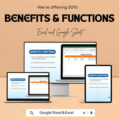 Transport & Logistics Software Development Budget Tracker | IT Project Cost Template | Excel and Google Sheets