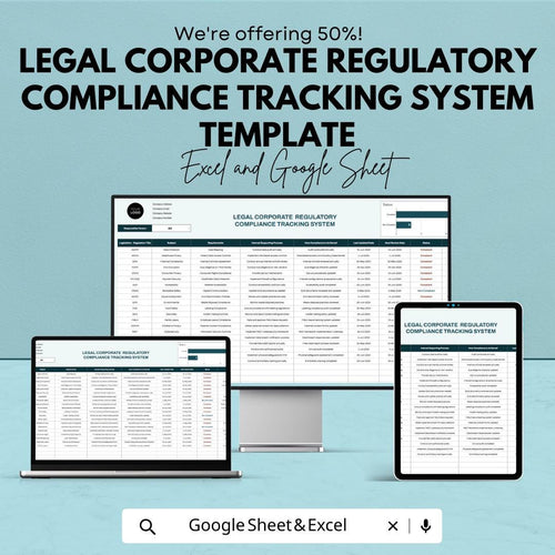 Corporate Compliance Tracker Template, Regulatory Compliance Log, Legal Compliance Spreadsheet, Compliance Management Sheet