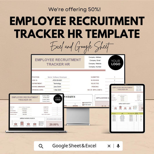 Employee Recruitment Tracker HR Template | Hiring Pipeline Tracker | Applicant Tracking Spreadsheet | Excel & Google Sheets