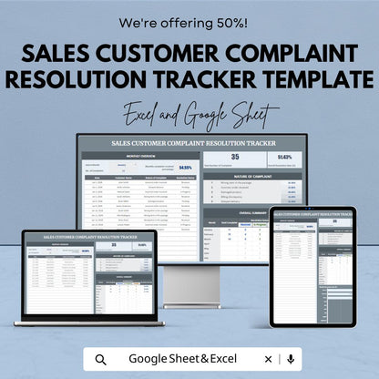 Sales Customer Complaint Resolution Tracker Template |  Customer Service Log Spreadsheet | Complaint Management Tool