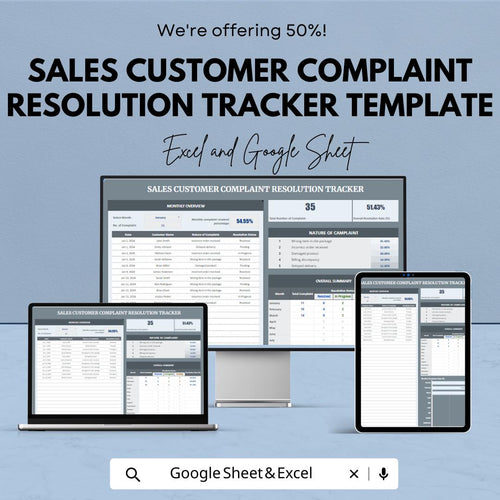 Sales Customer Complaint Resolution Tracker Template |  Customer Service Log Spreadsheet | Complaint Management Tool