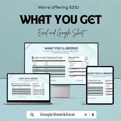 Cash Flow Forecasting Template | Cash Flow Planner | Financial Projection sheet | Business Budget Template | Cash Inflow Outflow Tracker