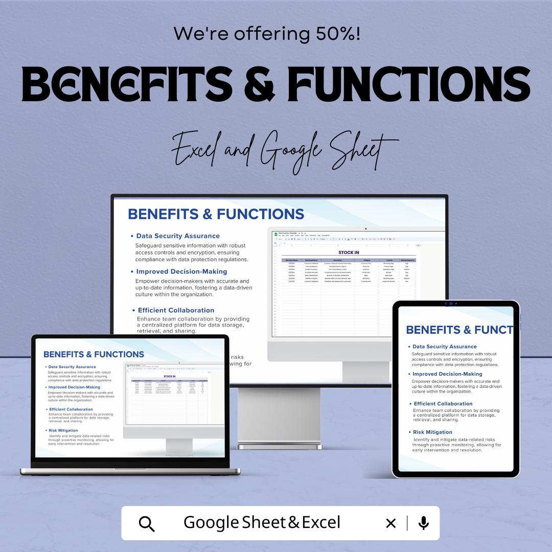 Data Inventory Template | Business Data Management Spreadsheet | Data Tracking and Organization Sheet