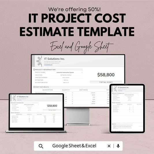 IT Project Cost Estimate Template | Project Budget Planner | Cost Estimation Spreadsheet | IT Budget Tracker | Financial Planning Tool