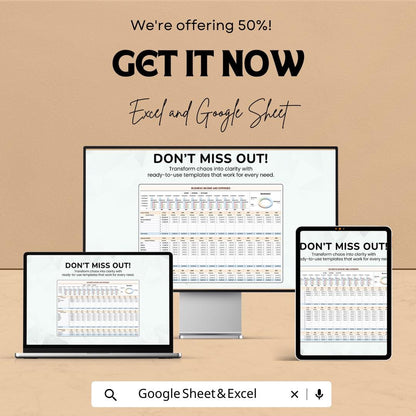 Business Income and Expenses Template,  Monthly Expense Tracker, Small Business Finance Spreadsheet, Profit and Loss Sheet