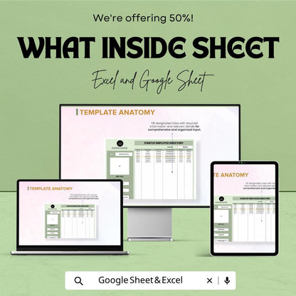Startup Employee Directory Template | Employee Database Spreadsheet | Staff Directory Tracker | HR Management Template |