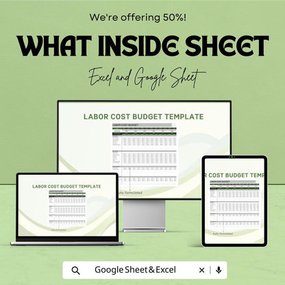 Labor Cost Budget Sheet | Excel and Google Sheets Template | Employee Labor Tracking & Cost Estimation Tool