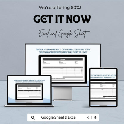 Invoice Example Sheet - Customizable Excel & Google Sheets Template for Billing, Easy to Edit, Professional Invoice Format