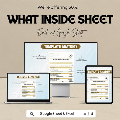 Product ROI Template | Excel & Google Sheets | Return on Investment Calculator | Profit Analysis Template | Business Finance Spreadsheet
