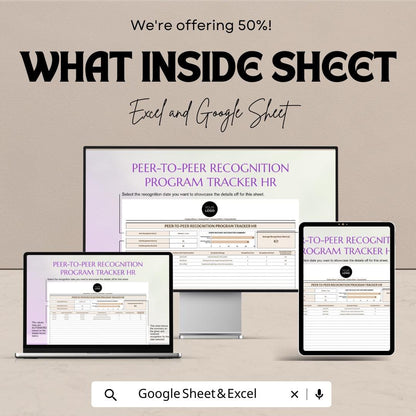 Peer-to-Peer Recognition Tracker HR Sheet | Employee Recognition Log | HR Google Sheets & Excel Template | Instant Download