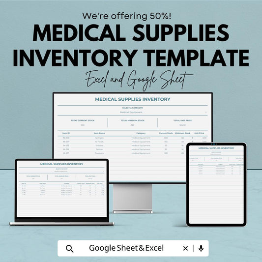 Medical Supplies Inventory Template | Healthcare Stock Tracker | Hospital Inventory Spreadsheet | Clinic Supply Management Log