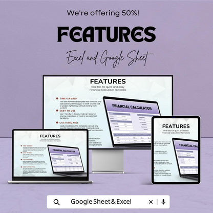 Financial Calculator Template | Loan Payment Spreadsheet | Interest Calculator Sheet | Loan Amortization Tracker | Finance Planner Tool
