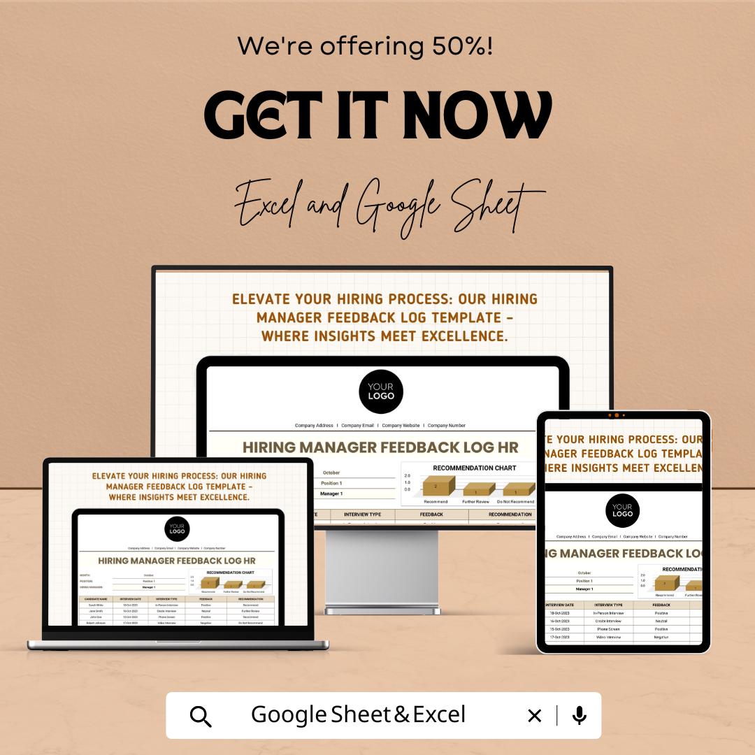 Hiring Manager Feedback Log HR Template, Interview Feedback Tracker, Recruitment Evaluation Sheet, Hiring Process Tracker