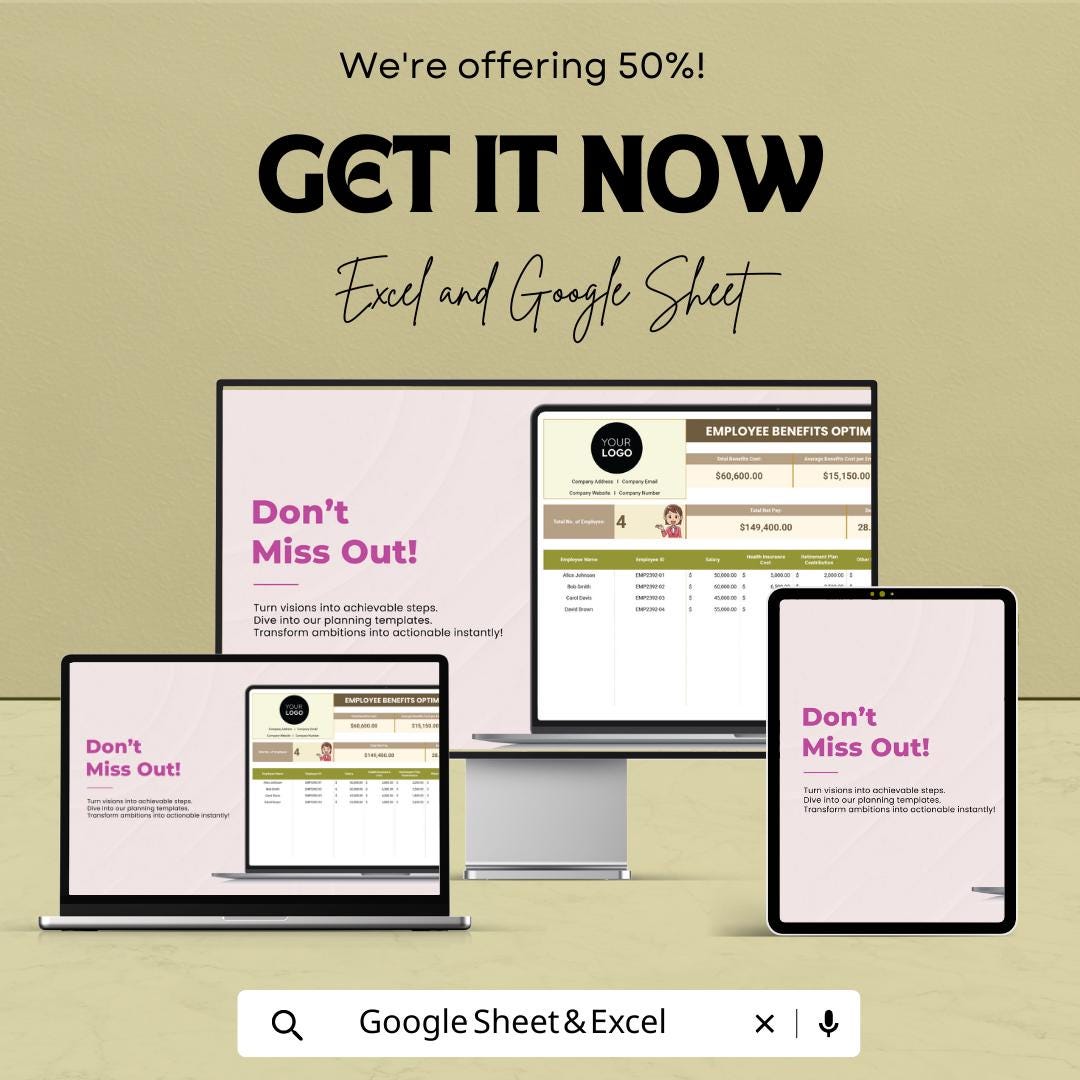 Employee Benefits Optimization Template Excel, HR Compensation Model, Benefits Cost Calculator, Payroll Analysis Spreadsheet