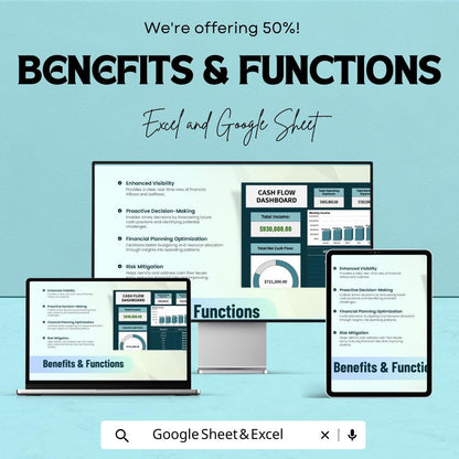 Cash Flow Dashboard | Financial Management Excel and Google Sheets | Monthly & Annual Cash Flow Analysis | Real-Time Financial Dashboard