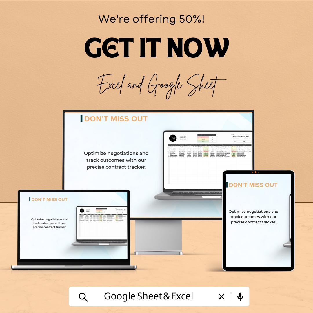 Legal Contract Negotiation Outcome Tracker Template | Excel & Google Sheets | Contract Management Spreadsheet | Lawyer Negotiation Tracker