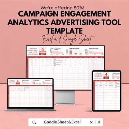 Campaign Engagement Analytics Template | Advertising Performance Tracker | Marketing KPI Dashboard | Engagement Metrics Tool