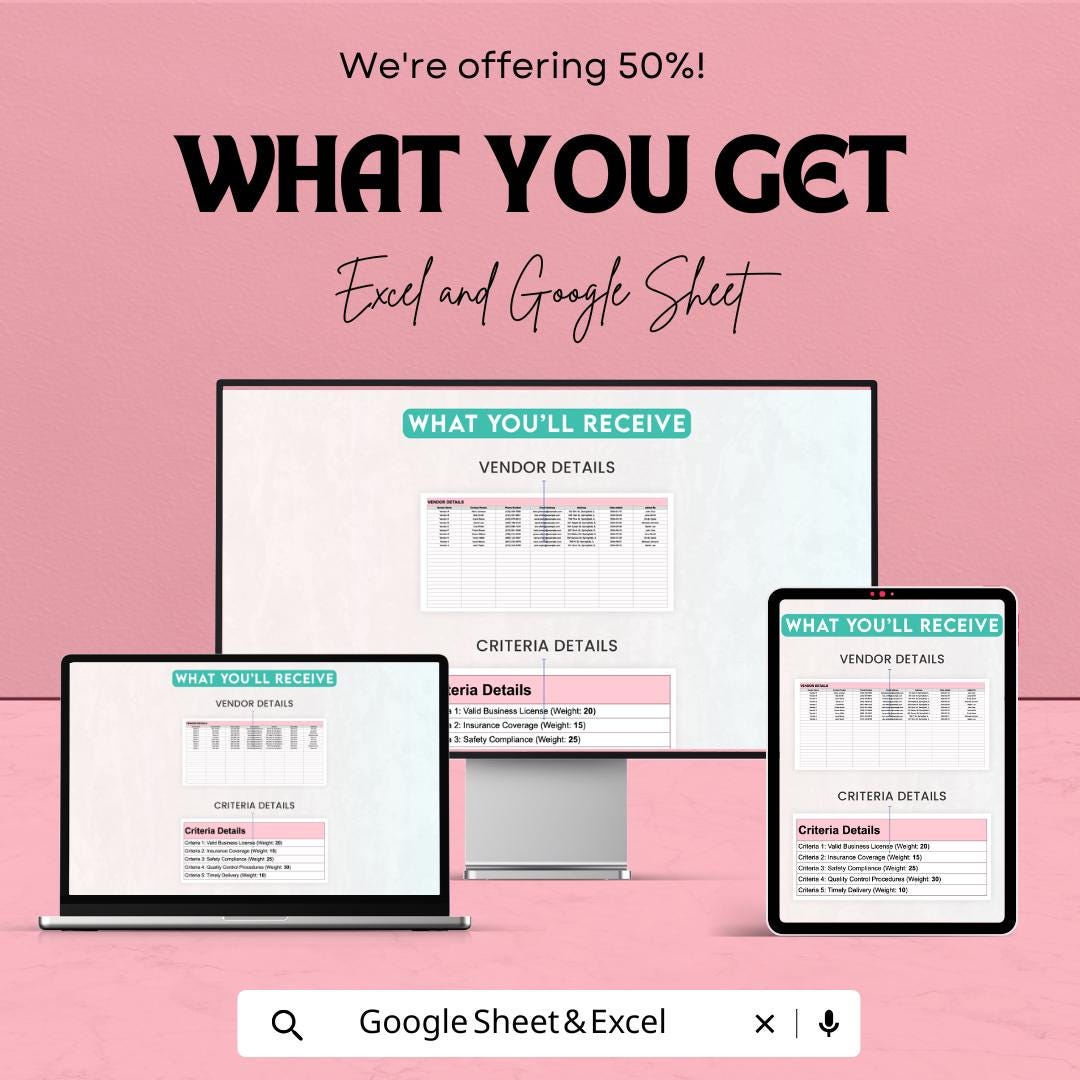 Administration Vendor Compliance Assessment Sheet | Google Sheet Template | Vendor Score Tracker | Compliance Scoring | Risk Mitigation |