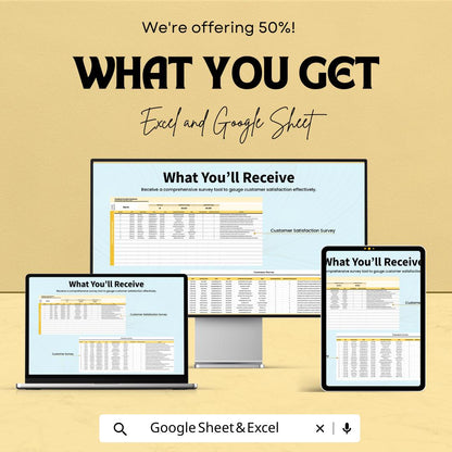 Customer Satisfaction Survey Template | Excel & Google Sheets Survey Tracker | Customer Feedback Analysis | Business Survey Spreadsheet