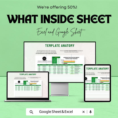 Administration Document Workflow Tracker Template | Excel & Google Sheets | Document Management System | Office Workflow Tracker