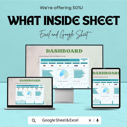 Employee Health and Wellness HR Dashboard | Excel and Google Sheet | Track Employee Well-Being & Program Engagement