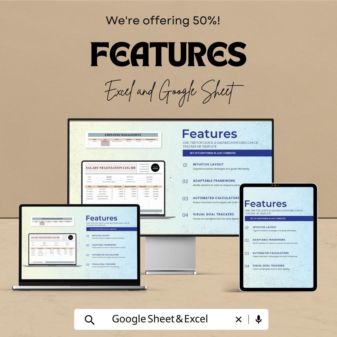 Background Check Tracker HR Template | Employee Screening Log | Hiring Compliance Spreadsheet | Recruitment Tracker